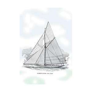  Six Beam Cutter Sail Plan 20x30 poster: Home & Kitchen