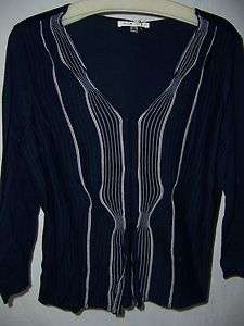 Cabi Retro Cardigan Sweater Limited Edition Spring 2011 Navy/white 