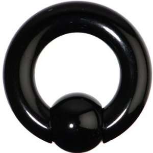  0 Gauge Black Acrylic Ball Captive Ring: Jewelry