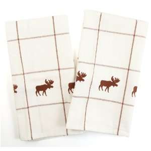  Moose Embroidered Kitchen Dish Towel   Set of 2: Kitchen 