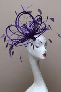 New Large Cadbury Purple Feather Fascinator Hat  