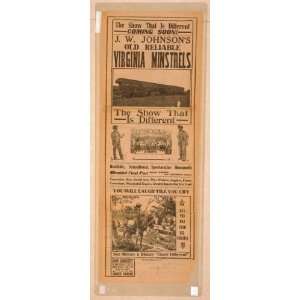  Poster J.W. Johnsons Old Reliable Virginia Minstrels the 