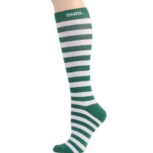   Bobcats Ladies Green White Striped Knee High Socks