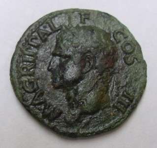 AGRIPPA Roman Imperial Bronze Coin*Neptune Reverse 63 12 BC*SCARCE 