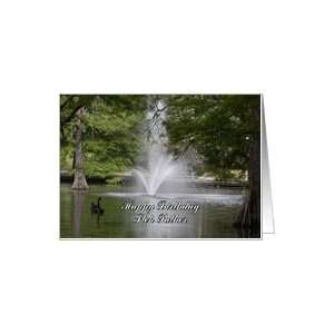step father birthday, Water fountain & swan Card