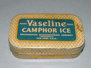 Vintage VASELINE CAMPHOR ICE, partially filled tin  