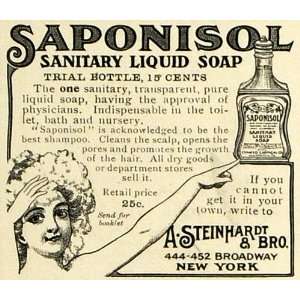 1906 Ad A. Steinhardt New York Saponisol Sanitary Liquid Soaps Shampoo 