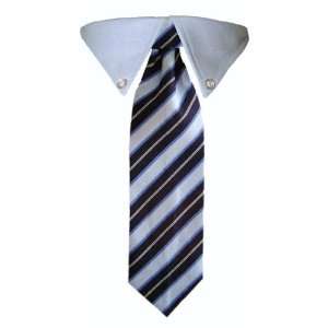  Dog Tie   Business Style Dark Blue Striped Dog Tie   Small 