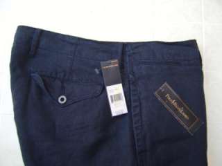 Polo Ralph Lauren Mens Pants 32/30 Navy Blue 100%Linen 5Pocket Flat 