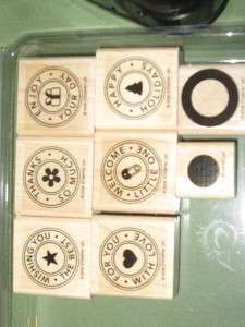 Stampin Up! RIVETING RUBBER STAMP SET & LARGE TAG PAPER PUNCH  