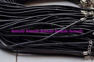 wholesale 12strands 3mm black leather necklace ropes chain  