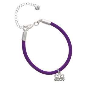  Open Cat Face Charm on a Purple Malibu Charm Bracelet 
