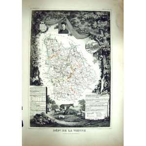   Map Levasseur C1845 De La Vienne France Poitiers Loire