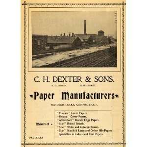 1908 Ad C H Dexter Paper Linen Mfg Mills Coffin Railroad Track Windsor 