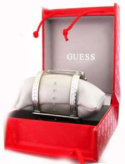 WOMENS GUESS WHITE LEATHER CRYSTAL BEZEL WATCH W11524L4  