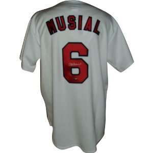 Musial Autographed St Louis Cardinals (White #6) Jersey   Stan The Man 