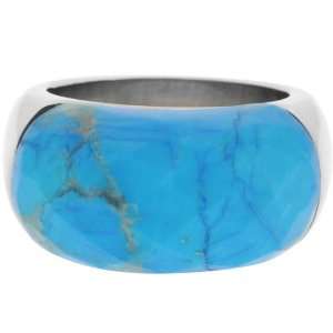   Jewelry Womens Turquoise Howlite 316L Stainless Steel Ring Jewelry