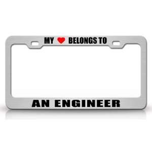 MY HEART BELONGS TO AN ENGINEER Occupation Metal Auto License Plate 