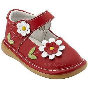   Wee Squeak Baby Toddler Girl Red Maryjane White Daisy Shoes 3 12: Baby