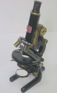 Carl Zeiss Jena No. 171027 Brass Microscope With Original Wooden Box 