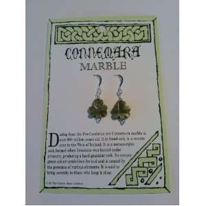   Irish Connemara Marble Shamrock Drop Earrings   Made in Ireland