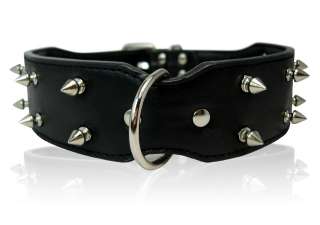 19 23 Black Leather 16 Spikes Large Dog Collar spiked  