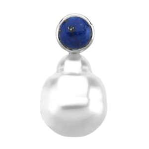   12.0Mm Pearl and Lapis Pendant in White Gold GEMaffair Jewelry
