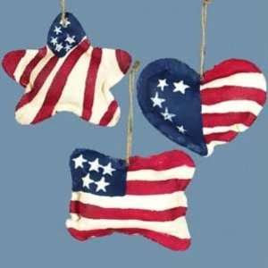  4 Americana Heart, Star, Flag Ornaments Case Pack 48 