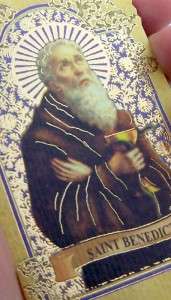 Patron Catholic Saint St Benedict Christian Prayer Card W Charm 