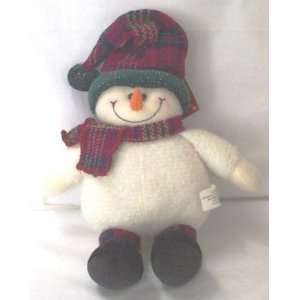   Jolly Snowman with Red & Green Plaid Hat & Scarf Toys & Games