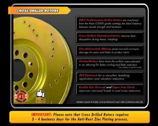   Milan Gold Zinc Cross Drilled Brake Rotors Pads Front 06 07  