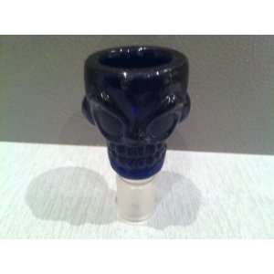  Skull Glass Smoking Pipe Bowl   18mm Dark Blue Everything 