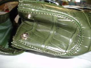 Marc Chantal Silver Metal Heart Olive Leather Purse  