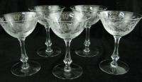 Set 5 Duncan Miller Charmaine Rose Glass Tall Champagne/Sherbet 