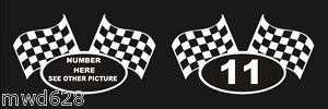 CHECKERED FLAG WITH DRIVER NUMBERS WINDOW DECAL STICKER  