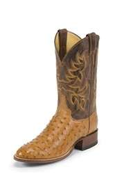 NIB Mens Justin Cognac Ostrich Western Cowboy Boot 6033  