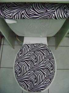 ZEBRA STRIPE ~ BLACK & WHITE Toilet Seat Cover Set  