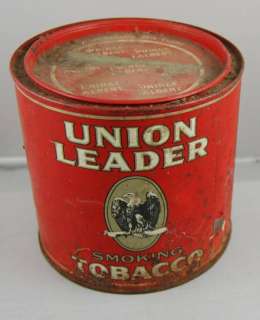 Vintage Oriiginal Union Leader Smoking Tobacco Tin Red  