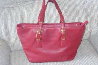 COACH RED BUCKET TOTE SHOULDER BAG WOMENS PURSE LEATHER VINTAGE USED 