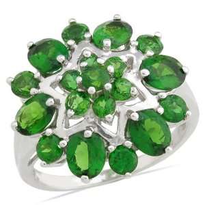  925 Sterling Silver 3.71cts Chrome Diopside Ring Jewelry