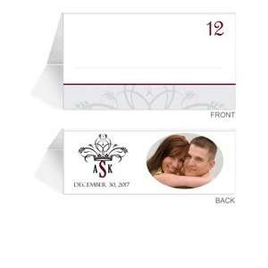  150 Photo Place Cards   Monogram Dove Grey Crown Office 
