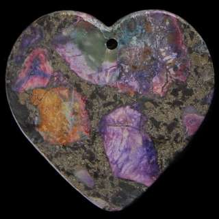 HK22026 Matrix Pyrite Turquoise Heart Pendant Bead  