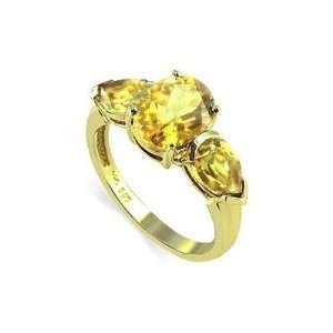    14 KT Yellow Gold Citrine Gemstone 14K Ring Size 5: Jewelry