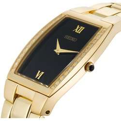 Seiko Mens SKP322 Diamond Gold Tone Watch 029665142603  
