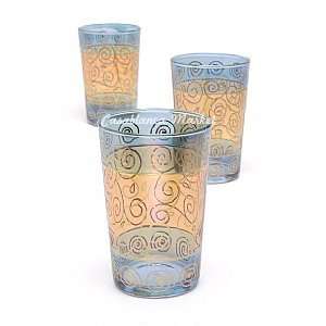  Moroccan Tea Glass Smara Gold Blue (Set of 6): Kitchen 