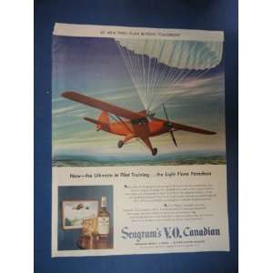   Print Ad. Orinigal 1947 Vintage Magazine ad. air plane with parachute