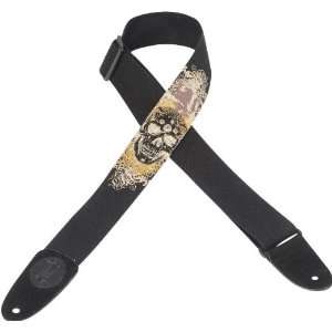   MSSC8S Cotton Printed Skull Guitar Strap, Lion Musical Instruments