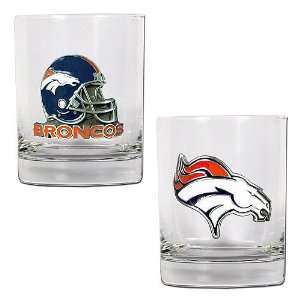  Denver Broncos NFL 2pc Rocks Glass Set   Primary Logo 
