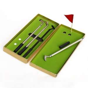   Golf Club Pen Set Ballpoint Pens 3 Piece   Golden Box: Office Products