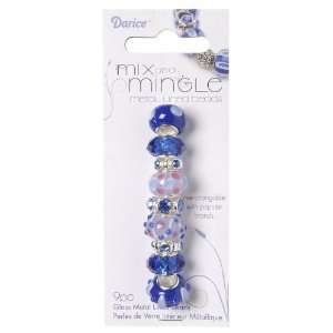  Darice Mix and Mingle Glass Lined Metal Beads, Light Blue 